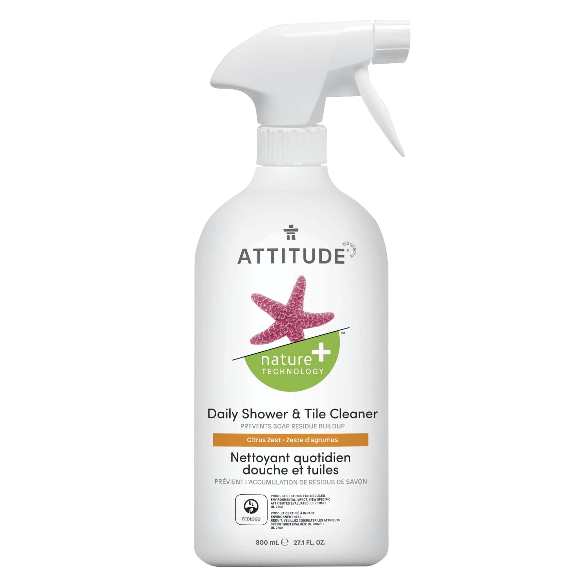 ATTITUDE Nature+ Daily Shower & Tile Cleaner Citrus Zest 10380_en?_main? Bottle 800 mL