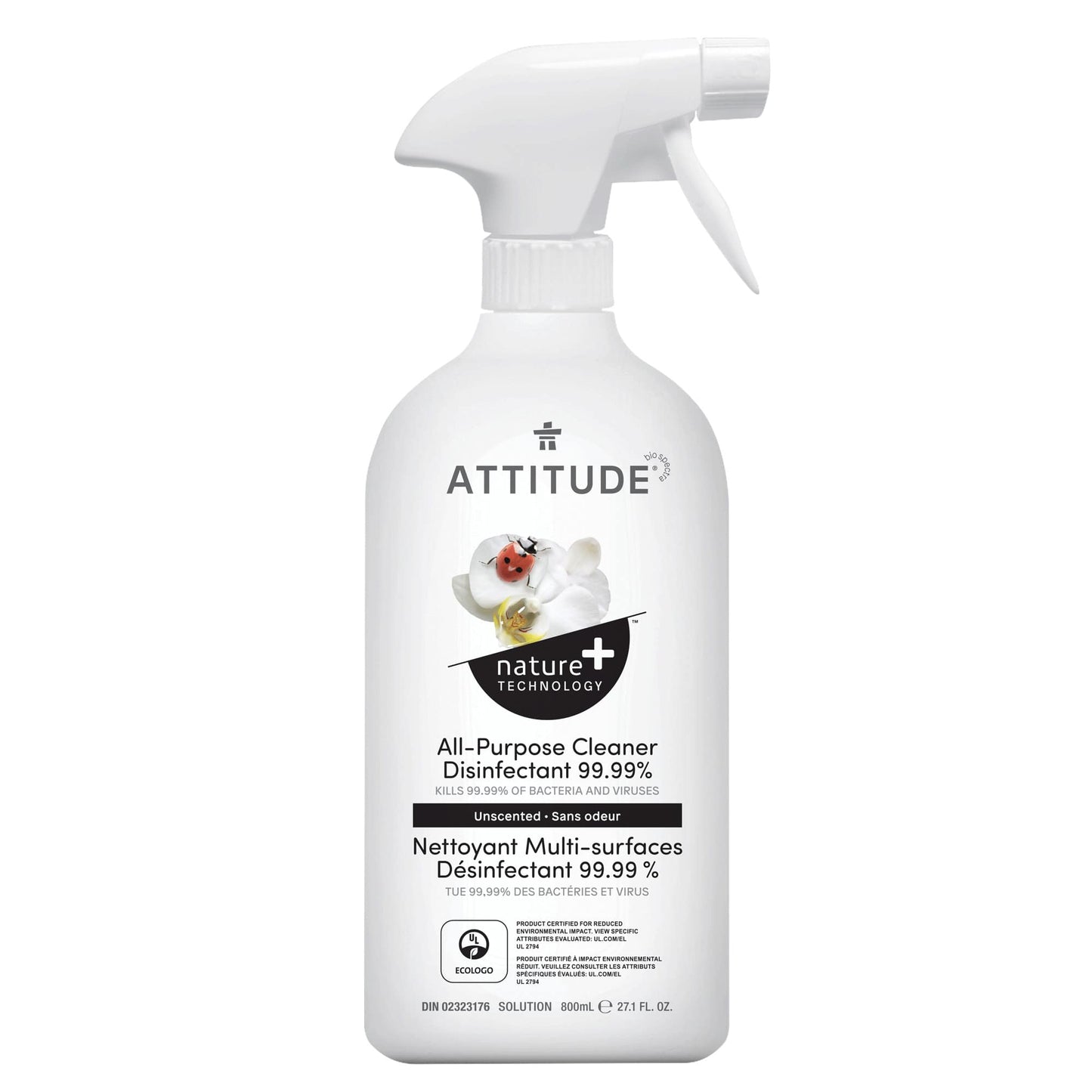 ATTITUDE Nature+ All purpose Cleaner Disinfectant Unscented 10920_en?_main? Unscented / Bottle 800 mL