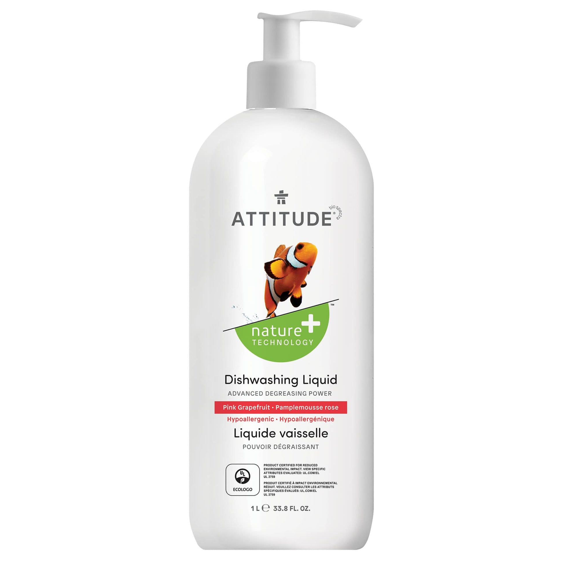 ATTITUDE Nature+ dishwashing liquid pink grapefruit hypoallergenic 13186_en?_main? Pink Grapefruit / 1L