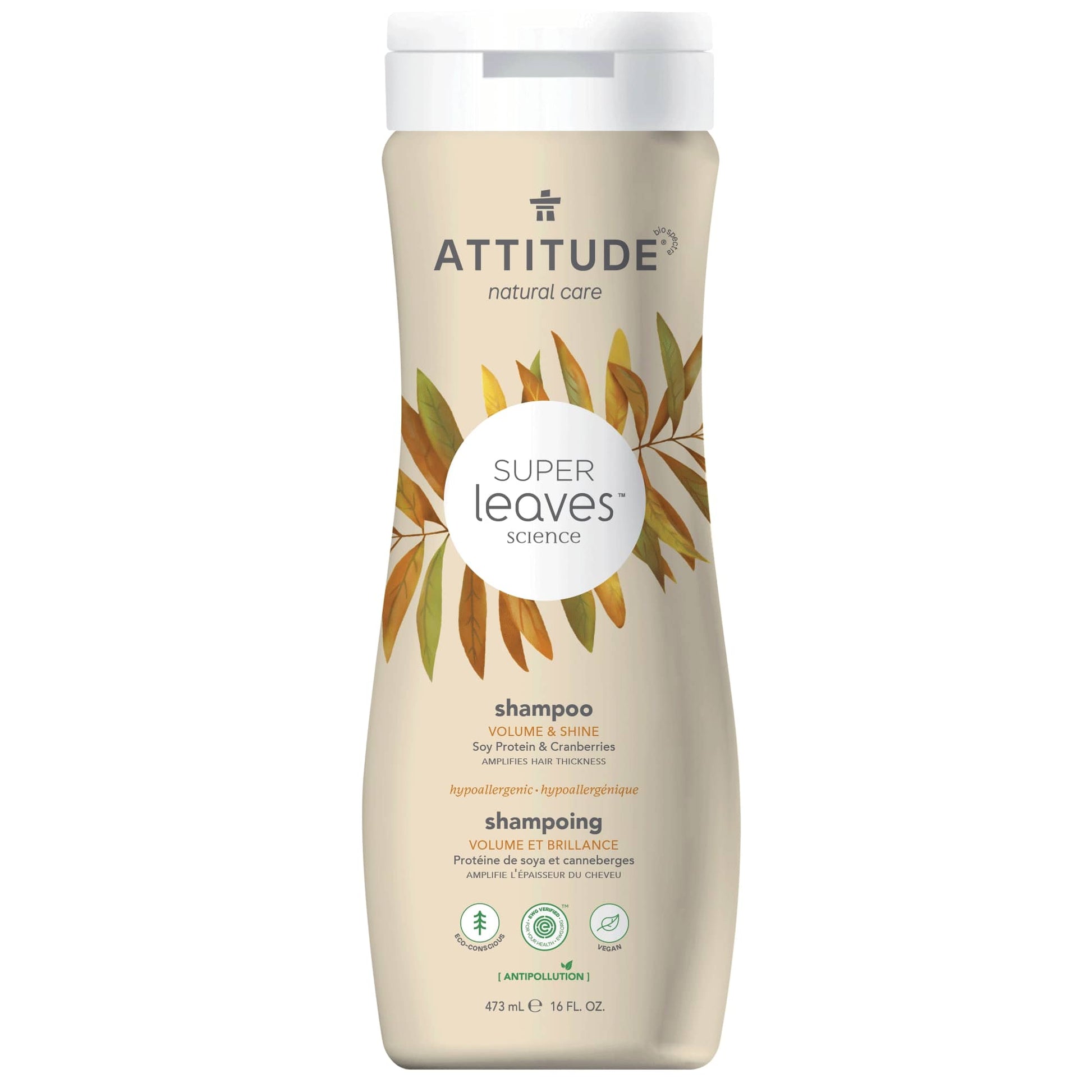 ATTITUDE Super leaves™ Shampoo Volume & Shine Amplifies hair thickness 11008_en?_main? 473 mL