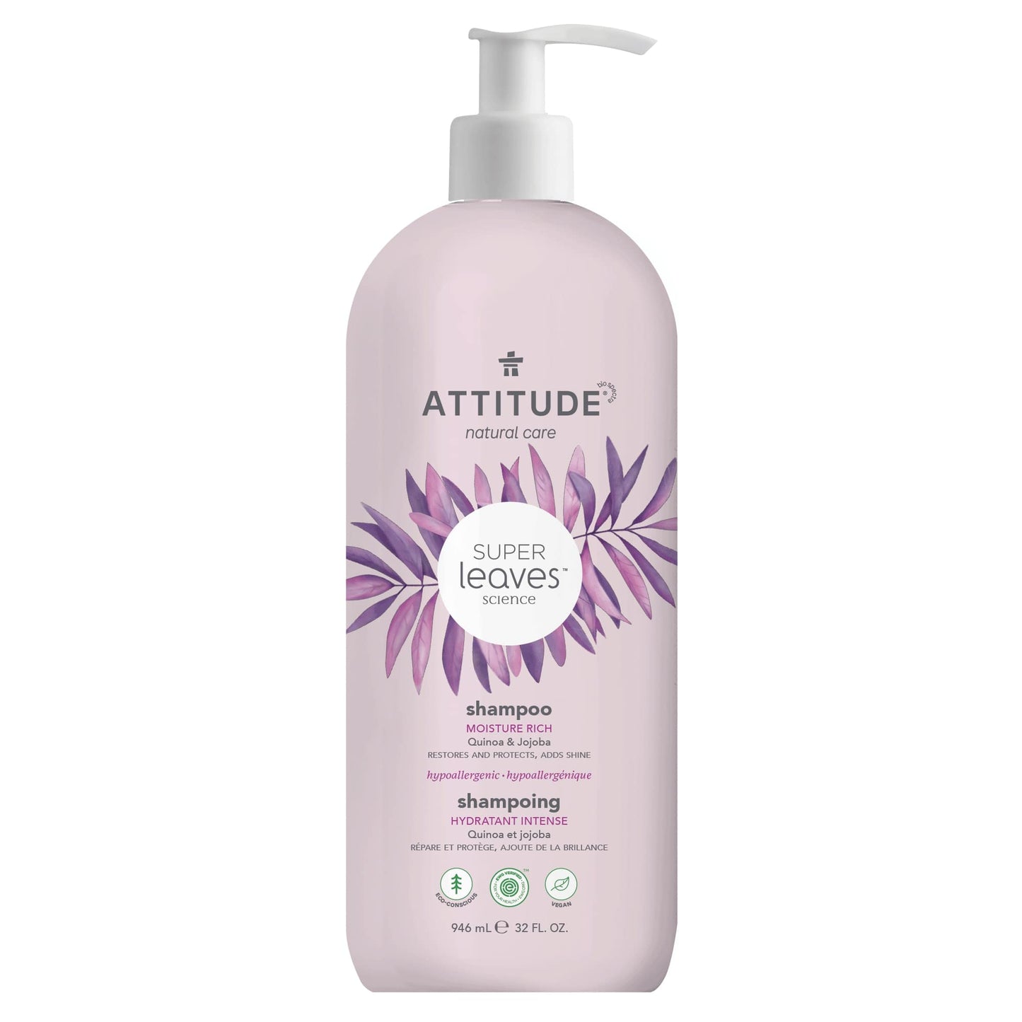 ATTITUDE Super Leaves 11507 Shampoo Moisture Rich Restores and protects adds shine_en?_main? 946 mL