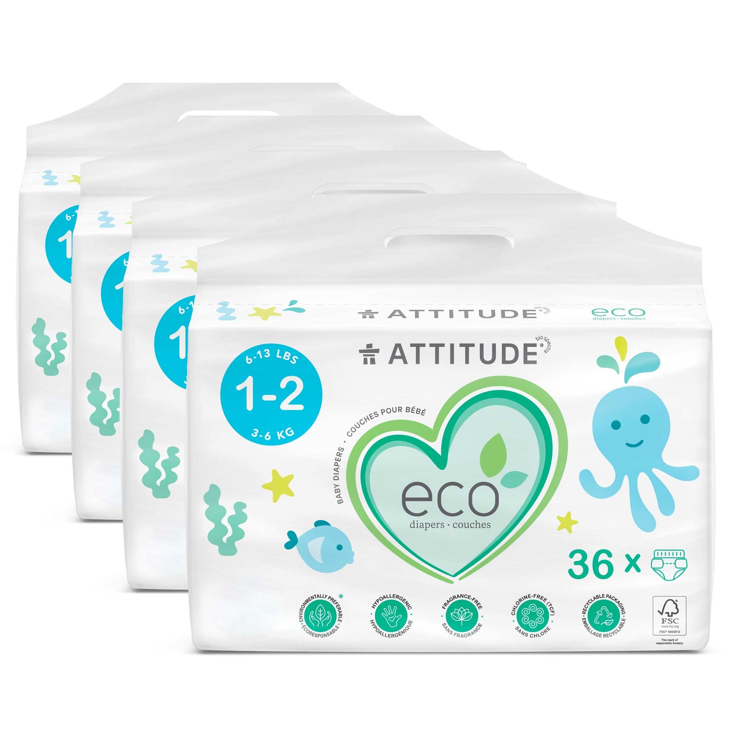 ATTITUDE Eco-friendly Biodegradable Diapers (size 1-2) - & Disposable BDL_4_16220_en?_main? Size 1-2 (Weight 6-13 lbs) / 4 units (5% discount)