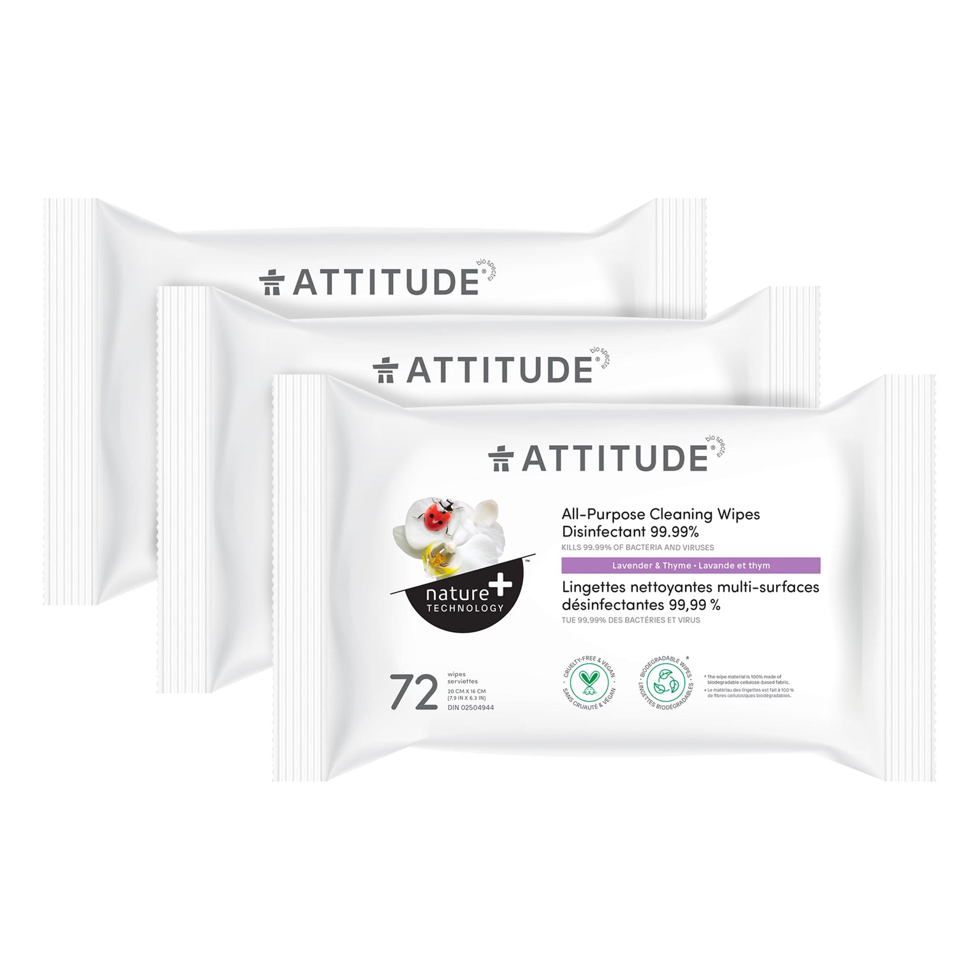 ATTITUDE Nature+ All-Purpose Cleaning Wipes Disinfectant 99.99% Lavender and thyme BDL_3_17910_en?_main? 3 units (24% discount)