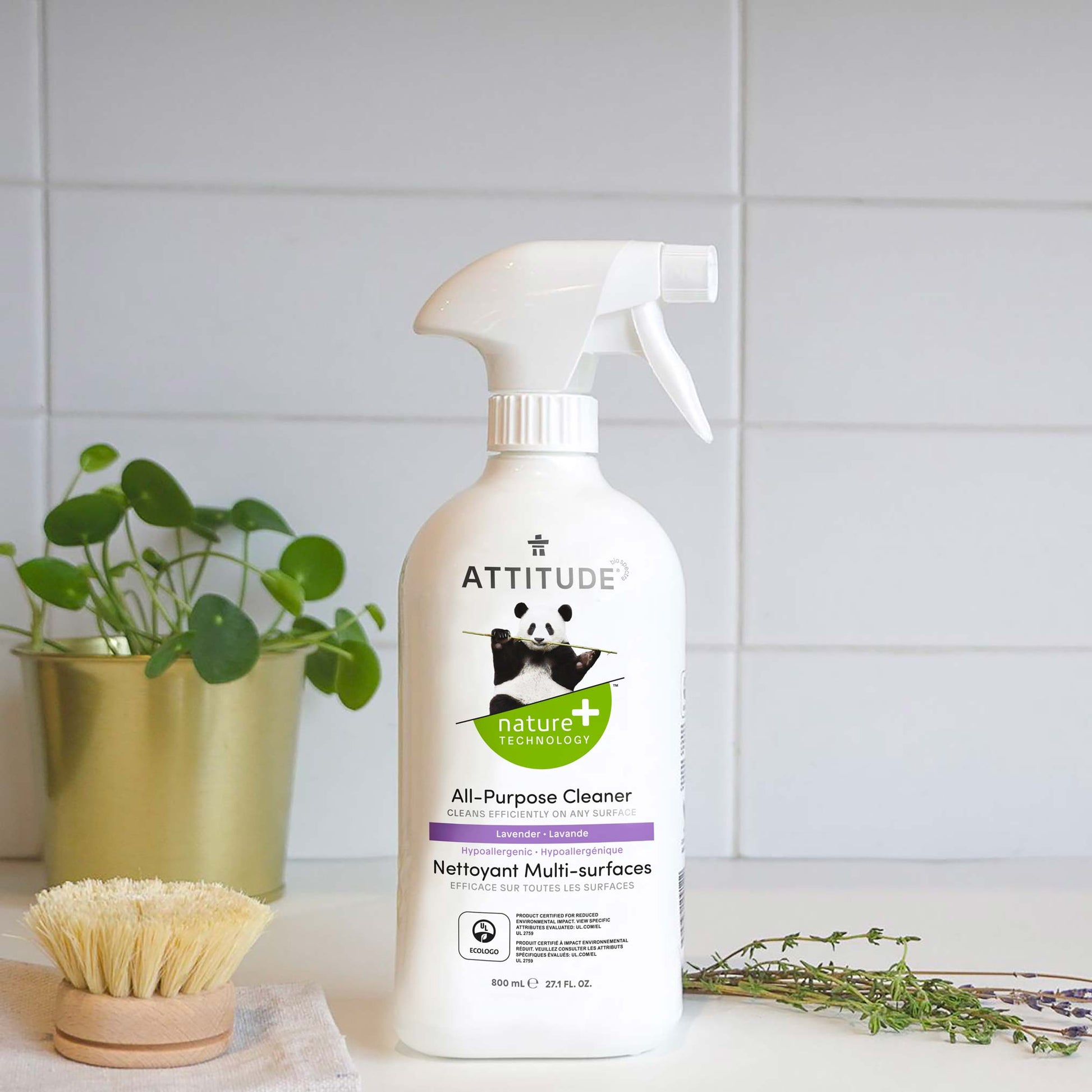 ATTITUDE Nature+ All Purpose Cleaner Disinfectant 99.9% Thyme & Lavender 10912_en?_hover? Lavender and Thyme / Bottle 800 mL